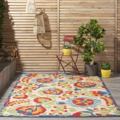 Nourison Aloha Floral Textured Outdoor Area Rug -Decor Vista GUEST 001b5db7 1b0d 4e20 b070 338e5f4312b7