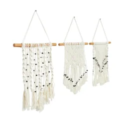 Set Of 3 Cotton Macrame Handmade Intricately Weaved Wall Decors With Beaded Fringe Tassels Cream - The Novogratz -Decor Vista GUEST 00de41bf aef6 47ef ba25 866e9bd5350c