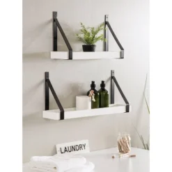 (Set Of 2) 5" X 10" Sudbury Wood And Metal Wall Shelf Set White/Black - Kate & Laurel All Things Decor -Decor Vista GUEST 019acd5f 5baf 4918 9b11 f64245c44b24