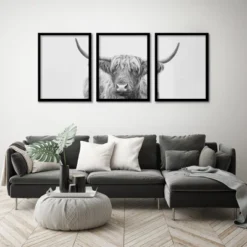 (Set Of 3) Triptych Wall Art Highland Bull Horns By Sisi And Seb - Set Of 3 Framed Prints - Americanflat -Decor Vista GUEST 029b1cb6 54d2 4380 98e7 52e909024d0c