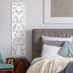 Hand Carved Wood Decorative Wall Panel White - American Art Decor -Decor Vista GUEST 0307c14d 994b 421f 8be9 64cd8c363517