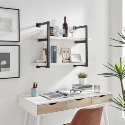 31.5" X 22.5" Modern 2 Tier Hanging Bracket Wall Shelve White Birch - Danya B. -Decor Vista GUEST 030c4bd7 a3c5 4171 8f9b a31c7d717847