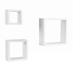 Floating Shelves- Cube Wall Shelf Set With Hidden Brackets, 3 Sizes To Display Décor, Books, Photos, More- Hardware Included By Lavish Home (White) -Decor Vista GUEST 04a6a9d2 e760 41bb 81eb 9dd675d2f811