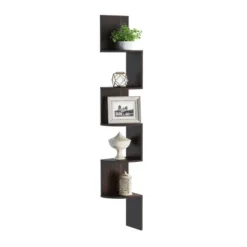 Floating Corner Shelf- 5 Tier Wall Shelves With Hidden Brackets To Display Décor, Books, Photos, More- Hardware Included By Lavish Home (Dark Brown) 10 Floating Corner Shelf- 5 Tier Wall Shelves With Hidden Brackets To Display Décor, Books, Photos, More- Hardware Included By Lavish Home (Dark Brown) -Decor Vista GUEST 07c7a438 ad2a 42e9 9fa9 115a47466c26
