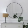 Serio Circle Brushed Aluminum Frame Large Circle Black Round Wall Mirror -The Pop Home -Decor Vista GUEST 07e8a404 45bf 49fc a540 68e22617ee49