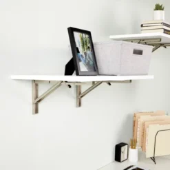 Built Industrial 2 Pack Folding L Wall Shelf Bracket, 16 Inch Collapsible Hardware With Locking Hinge For Garage Shelves, Holds 160lbs -Decor Vista GUEST 087226fe f360 4f79 ba91 718196bae69a 2