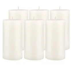 6pk Unscented Flat Top Smooth Pillar Candles White - Stonebriar Collection -Decor Vista GUEST 0901bc36 5ae4 419c af23 abb320d40148