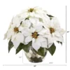Nearly Natural 14-in Poinsettia Artificial Arrangement In Designer Silver Bowl -Decor Vista GUEST 0924a472 408d 426e b62d fa3e6f227f91