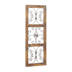 36" X 14" Wood Scroll Window Inspired Wall Decor With Metal Scrollwork Relief Brown - Olivia & May -Decor Vista GUEST 09b1672d 92c9 4bc9 83ee ba754bf20b92