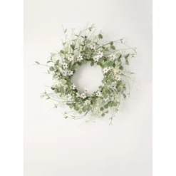 Sullivans Artificial Daisy And Eucalyptus Wreath 28"H Green