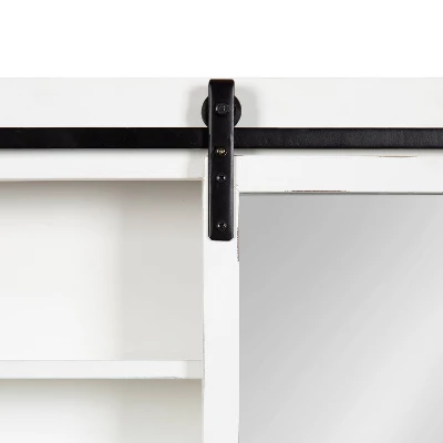 22" X 28" Wexton Decorative Farmhouse Wall Cabinet With Sliding Mirror Door White - Kate & Laurel All Things Decor 4 22" X 28" Wexton Decorative Farmhouse Wall Cabinet With Sliding Mirror Door White - Kate & Laurel All Things Decor - Image 2