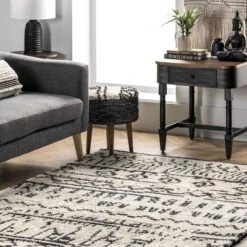 Nuloom Tessa Geometric 4x6 Shag Indoor Area Rug For Living Room Bedroom Dining Room Nursery Kitchen, Beige/Ivory -Decor Vista GUEST 0e3ceacc 8cdc 437f aa07 b0d7b5d93f56