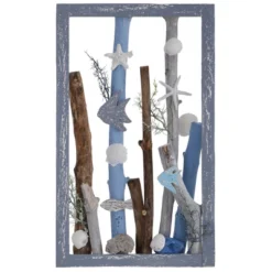 20" X 12" Sea Dive Ocean Motif Wooden Shadow Box Table Top Wall Sculpture Gray - StyleCraft