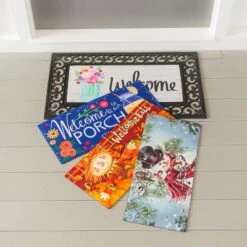 Evergreen Indoor Outdoor Doormat Bundle Set Of 5 - Frame And 4 Welcome Seasonal Inserts Pumpkins Lemonade Snowman Floral -Decor Vista GUEST 1090b624 b17a 4d87 a30f 2e6751a90af9