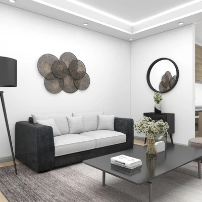 Metal Plate Overlapping Perforated Wall Decor Black - Olivia & May 11 Metal Plate Overlapping Perforated Wall Decor Black - Olivia & May - Image 9