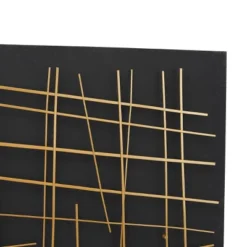 Metal Geometric Overlapping Lines Wall Decor With Black Backing Gold - CosmoLiving By Cosmopolitan