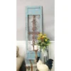 Wood Scroll Arabesque Wall Decor With Metal Fleur De Lis Relief Turquoise - Olivia & May