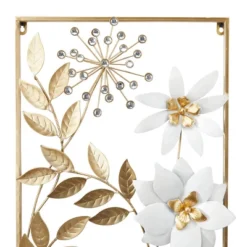 Set Of 2 Metal Floral Wall Decors With Gold Frame - Olivia & May -Decor Vista GUEST 13f40573 70a7 4d65 b117 7e48ca935381