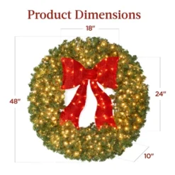 Best Choice Products 48in Artificial Pre-Lit Fir Christmas Wreath Decor W/ Red Bow, 250 LED Lights, 714 Tips, Plug-In -Decor Vista GUEST 145f3a83 e7c9 45bf 8270 9a1d507bc7ba