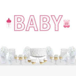 Big Dot Of Happiness It's A Girl - Peel And Stick Pink Baby Shower Standard Banner Wall Decals - Baby -Decor Vista GUEST 16f478a3 d81a 4bd1 af0f 7710c89e8157