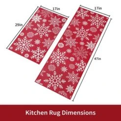 Kitchen Rug And Mat Washable Christmas Festive Decorative Runner Rugs Xmas Snowflakes Floor Mats, 17"x29" + 17"x47" -Decor Vista GUEST 18345e9c 9a70 46da a3ba f2c179fef5eb