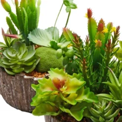 Faux Succulents  Assorted 8" Tall - Greenery Arrangements In Decorative Concrete Planters For Indoor Home Or Office By Pure Garden (Set Of 2) -Decor Vista GUEST 192f7215 27b0 4616 93d5 0306f4a522f9