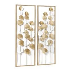 Metal Leaf Tall CutOut Wall Decor With Gold Frame Set Of 2 Gold - Olivia & May 21 Metal Leaf Tall CutOut Wall Decor With Gold Frame Set Of 2 Gold - Olivia & May -Decor Vista GUEST 1970a4cc 6258 43c3 bb2f 3be7227f9066