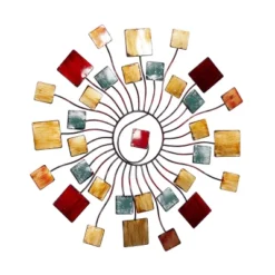 Metal Sunburst Wall Decor With Square Panel Accent Brown - Olivia & May -Decor Vista GUEST 1a0e377c 1d0b 492b 99c0 9173ac5e746a