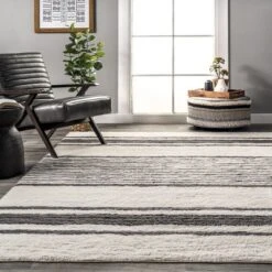 Lauren Liess X RugsUSA - Striped Wool Machine Washable Area Rug -Decor Vista GUEST 1a117208 d679 495a 9eaa 883445247edc