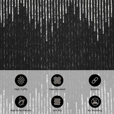 Acekool 8x10 Washable Area Rug, Black And White Striped Non Slip Low Pile Carpet, Modern Distressed Diamond Pattern For Living Room Bedroom Nursery 4 Acekool 8x10 Washable Area Rug, Black And White Striped Non Slip Low Pile Carpet, Modern Distressed Diamond Pattern For Living Room Bedroom Nursery - Image 2