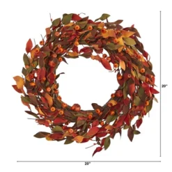 Nearly Natural 20” Harvest Leaf And Mini Pumpkin Artificial Wreath 6 Nearly Natural 20” Harvest Leaf And Mini Pumpkin Artificial Wreath -Decor Vista GUEST 1a6cc3a5 5379 401e 839a eaf0f5deeb6b
