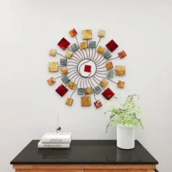 Metal Sunburst Wall Decor With Square Panel Accent Brown - Olivia & May -Decor Vista GUEST 1ab37517 38bf 4a06 b5b7 3b64f8f576c8