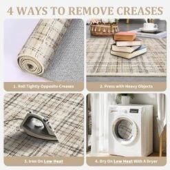 Modern Washable Area Rug Soft Non-Slip Stain-Resistant Farmhouse Tartan Plaid Carpet For Living Room Bedroom Nursery Office -Decor Vista GUEST 1b4d0d48 76d6 4019 bffc 64bd3e66a14e