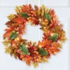 Collections Etc LED Lighted Autumn Colorful Leaves Wreath