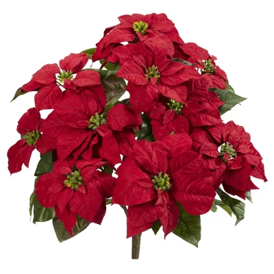 Nearly Natural 24” Poinsettia Artificial Plant (Set Of 2) 3 Nearly Natural 24” Poinsettia Artificial Plant (Set Of 2)