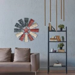 Patriotic Windmill Metal Wall Decor - Alpine Corporation -Decor Vista GUEST 1cf906ed 0b97 4bd1 9e21 697201dc4d66