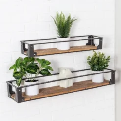 Honey-Can-Do Metal And Wood Wall Shelves -Decor Vista GUEST 1e241c14 3d12 4c32 8bfa ada01825ac1e