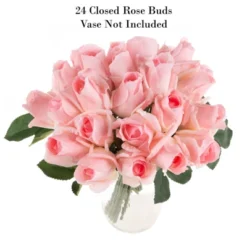 Artificial Rose Bud Bundles ? 24PC Real Touch Fake 11.5-Inch Flowers With Stems For Home Décor, Wedding, Or Bridal/Baby Showers By Pure Garden (Pink) -Decor Vista GUEST 1e5b0855 3bf5 4eed bc94 d78ff41dc899