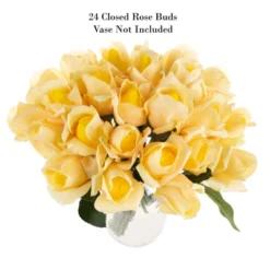 Rose Artificial Flowers - 24Pc Real Touch 11.5-Inch Fake Flower Set With Stems For Home Décor, Wedding, Or Bridal/Baby Showers By Pure Garden (Yellow) -Decor Vista GUEST 1e9bc6b0 5fcc 424a 82f1 9c57e37f9ee0
