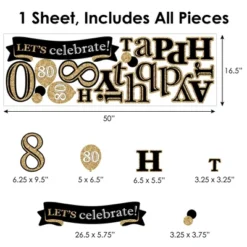 Big Dot Of Happiness Adult 80th Birthday - Gold - Peel And Stick Birthday Party Decoration - Wall Decals Backdrop -Decor Vista GUEST 1ff2dc61 b7ff 4a69 8ddb ee487581fec3