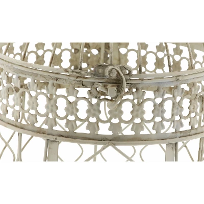 Set Of 2 Iron 22" Vintage Birdcage Cream - Olivia & May 6 Set Of 2 Iron 22" Vintage Birdcage Cream - Olivia & May - Image 4