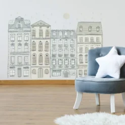 Illustrated Townhouses Peel And Stick Giant Wall Decal - RoomMates