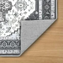 FURNIinspire Floor Mats Home 3 Piece Kitchen Rug Machine Washable Floor Mat For Living Room, Vintage Carpet, Non Slip, White, 60"*20" -Decor Vista GUEST 232a022f 2b82 4682 b903 61b3d982070d