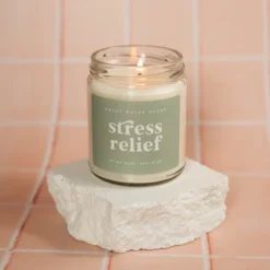 Sweet Water Decor Stress Relief Sage Label 9oz Clear Jar Soy Candle -Decor Vista GUEST 2624035c 23bc 4ede 9350 dbc6f5141d27