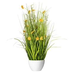 Vickerman Artificial Yellow Potted Artificial Cosmos And Grass -Decor Vista GUEST 26a1438c 24dd 4245 b40a da73eaec3454