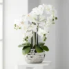 Dahlia Studios Potted Faux Artificial Flowers Realistic White Phalaenopsis Orchid In Silver Pot Home Decoration Office 23" High -Decor Vista GUEST 2831287c 7541 4315 9f95 02afa0e1e7e8