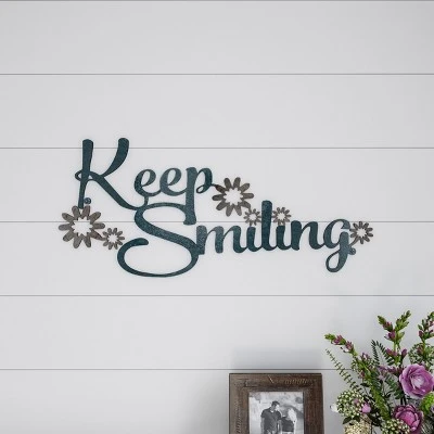 Metal Cutout- Keep Smiling Decorative Wall Sign-3D Word Art Home Accent Décor-Perfect For Modern Rustic Or Vintage Farmhouse Style By Lavish Home 3 Metal Cutout- Keep Smiling Decorative Wall Sign-3D Word Art Home Accent Décor-Perfect For Modern Rustic Or Vintage Farmhouse Style By Lavish Home