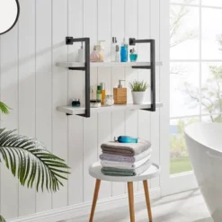 31.5" X 22.5" Modern 2 Tier Hanging Bracket Wall Shelve White Birch - Danya B. -Decor Vista GUEST 2938dc0e 47d8 4f3a b068 f72f15667d6f