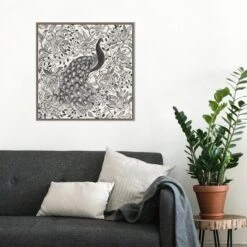 22" X 22" Peacock Garden III BW By Miranda Thomas Framed Canvas Wall Art Gray Wash - Amanti Art -Decor Vista GUEST 2a7845be 91f0 46ec b8cd 9f025843f7bc