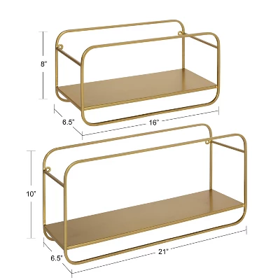 21" X 10" (Set Of 2) Emerline Decorative Wall Shelves Set Gold - Kate & Laurel All Things Decor 3 21" X 10" (Set Of 2) Emerline Decorative Wall Shelves Set Gold - Kate & Laurel All Things Decor